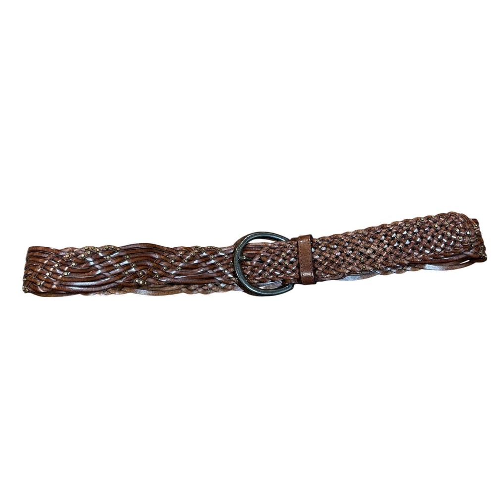 LEVIS Signature braided belt womens XL brown woven leather studded boho western
